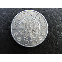 Индонезия. 10 сенов. 1954. С 20 копеек. Распродажа коллекции. Смотрите другие лоты.
