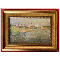 Дмухайло И.С "Вид на Гродно",1987г. Картон, масло. Размер 27х17,5 см.