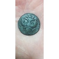 Полушка 1731 год. Перечекан с крестовой копейки. Гурт узор. С 1 рубля!