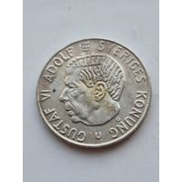 1 крона 1966 года Швеция. Серебро 400. Монета не чищена. 45409