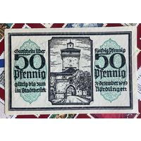 Нотгельд Нёрдлинген, 50 пфеннигов 1919 год. Веймарская республика.