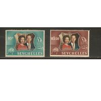Сейшеллы-1972(Мих.311-312) , **   ,  Морская фауна, Рыбы, Черепахи, Королева(полная серия)