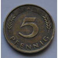 5 пфеннигов 1990 г. A, ФРГ, Германия.