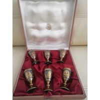 Рюмки серебро 875 пр СССР, позолота. Сохран!! Вес 209гр