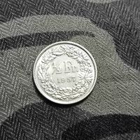 1/2франка(1957г.) Швейцария.В ш/б.