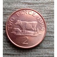 Werty71 Гернси 2 пенса 1999 Генсийская Корова