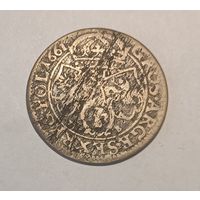 Карона i Ян Казiмiр! 6 Грошей 1661, Краков R3! Слеповрон в обводке на Av, фигурные щиты на Rev