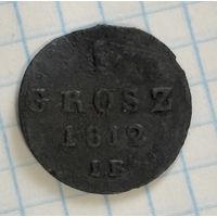 С 1 РУБЛЯ! МЕДНАЯ МОНЕТА 1 ГРОШ 1812 ГОД I.B ГЕРЦОГСТВО ВАРШАВСКОЕ