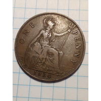 1 пенни Великобритания 1934 год.