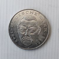 2 марки 1989 года (G) Германия. Федеративная республика (ФРГ). Людвиг Эрхард. 40 лет ФРГ. Единственная на аукционе!