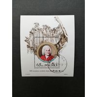 Польша 1985 Блок Mi.97 тип II c надпечаткой внизу "300 со дня рождения И.С.Баха" и маркой "300 лет со дня рождения Иоганна Себастьяна Баха (гашение с клеем) Mi.3012 каталог 12.00 евро