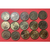 Россия, 10 копеек, 15 шт. разных лет, все Питер