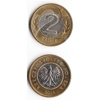 2 злотых Польша 2016 года