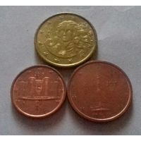 Набор евро монет Италия 2015 г. (1, 2, 10 евроцентов)