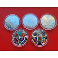РЕДКОСТЬ! Полный комплект ЕврАзЭС 5 монет! Минск. Столицы стран ЕврАзЭС, ЕврАзЭС. 10 лет, Евразийский экономический союз 1 год, 5 лет, 10 лет! Тираж от 499 штук! Серебро! ВОЗМОЖЕН ОБМЕН!