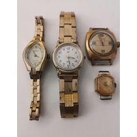 Часы женские позолоченные СССР.  Луч кварц Au с позолоченным браслетом . .Заря АU12.5,, Луч Au10,, Заря Au1 с позолоченным браслетом .   (Часы В РЕМОНТ)