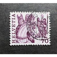 Марка Швейцария 1977 год Народные обычаи