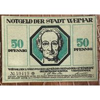 Нотгельд 50 пфеннигов 1921 год. Веймар,. Веймарская республика