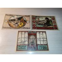 Нотгельды номиналом 75 пфениннгов , 1921 года, город Зальфельд на Заале, Германия.