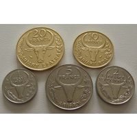 Мадагаскар. набор 5 монет 1, 2, 5, 10, 20 франков 1984 - 2002 года