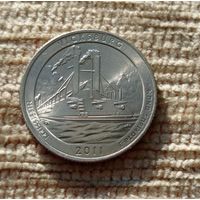 Werty71 США 1 квотер 25 центов 2011 D Корабль парк Виксбург Миссисипи
