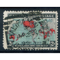 Британские колонии - Канада - 1898г. - карта британской империи, c - 1 марка - гашёная [Mi 74 c]. #3-WB-76-A-2