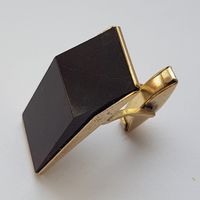 Крупная запонка серебро СССР проба 875 со звездой. Клеймо. Камень.