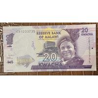 Банкнота Малави 20 квача 2020 год. НЕ БЫЛА В ОБОРОТЕ