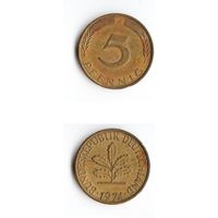 5 пфеннигов Германия 1974 года(J)