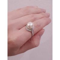 Кольцо с жемчугом и фианитами