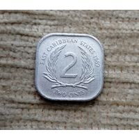 Werty71 Карибские острова 2 цента 1989 Елизавета 2 Карибы