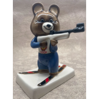 Статуэтка Олимпийский Мишка Биатлонист Фарфор Вербилки