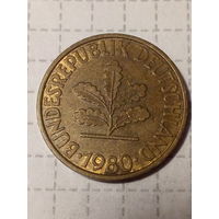 10 пфеннигов ФРГ 1980 год D