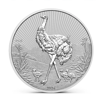 Монета Австралия 2024г. Страус Эму серия Мать и дитя, Следующее поколение, Серебро 2 унции 9999