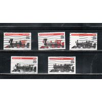 США-1994, (Мих.2479-2483) , гаш., Железная дорога, Паровозы (полная серия)(1)