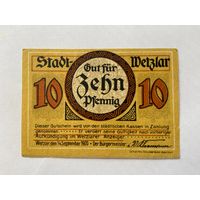 Нотгельд 10 пфеннигов Ветцлар. Веймарская республика - 1602