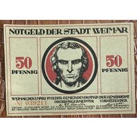 Нотгельд 50 пфеннигов 1921 год. Веймар,. Веймарская республика