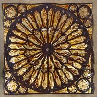 Кондрусевич В.В "Сад любви", 2015г. Масло, поталь на металле. Размер 110,5х112,5 см.