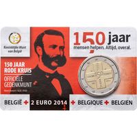 2 евро 2014 Бельгия Красный крест BU