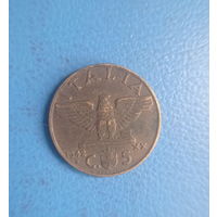 Италия 5 чентезимо 1942 год король Витторио Эммануил III бронза