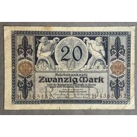 Банкнота 20 марок  1913 год. Германская империя. С рубля без МЦ.