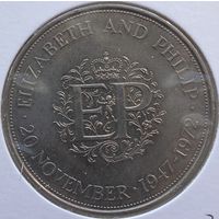 Великобритания 25 пенсов 1972 г. Королевская серебряная свадьба. В холдере