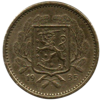 Финляндская Республика. Финляндия. 20 марок 1935 S. 31 мм. Нечастая (тираж 250000)