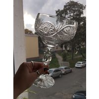 Ваза на ножке Хрусталька, высота 21 см. СССР