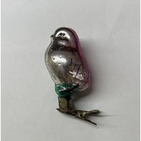 Елочная игрушка птица воробей СССР