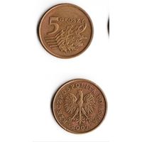5 грошей Польша 2007 года