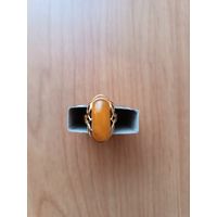 Кольцо с  Янтарем - латунь с позолотой