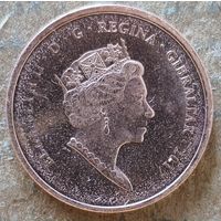 Гибралтар 1 пенни, 2017 г., 50 лет референдуму, отметка "BA" на реверсе, UC# 117