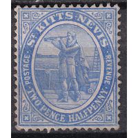 169.BrK. Великобритания. Колонии. Сент Китс и Невис. Национальные мотивы. Стандарт. 1907 г. 2 1/2p. Mi.#17.