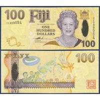 Фиджи, 100 долларов 2007 г., P-114 (CC, королева Елизавета II, карта Фиджи), UNC